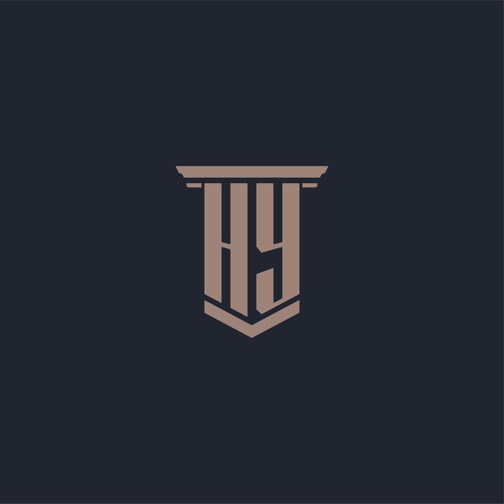 hy logotipo inicial do monograma com design de estilo pilar vetor