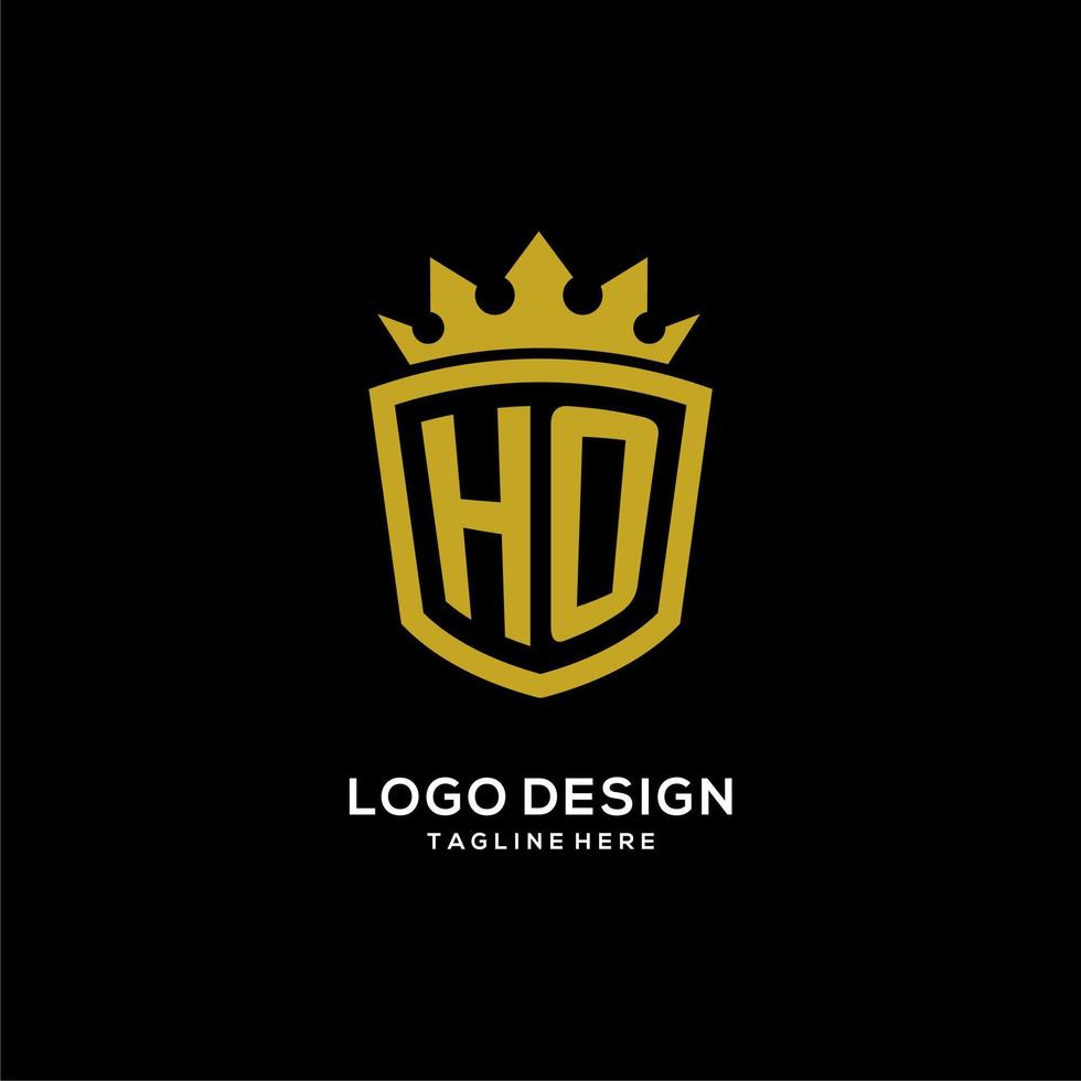 estilo inicial de coroa de escudo de logotipo ho, design de logotipo de monograma elegante de luxo vetor