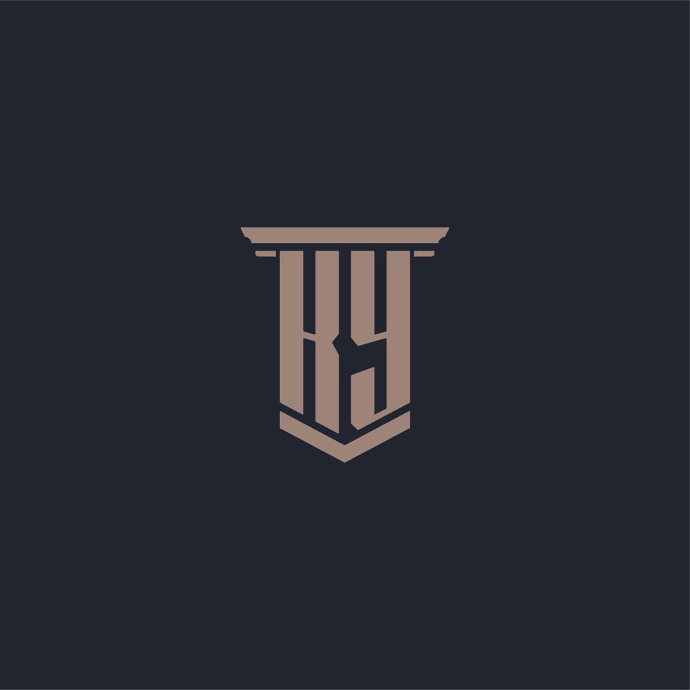 ky logotipo inicial do monograma com design de estilo pilar vetor