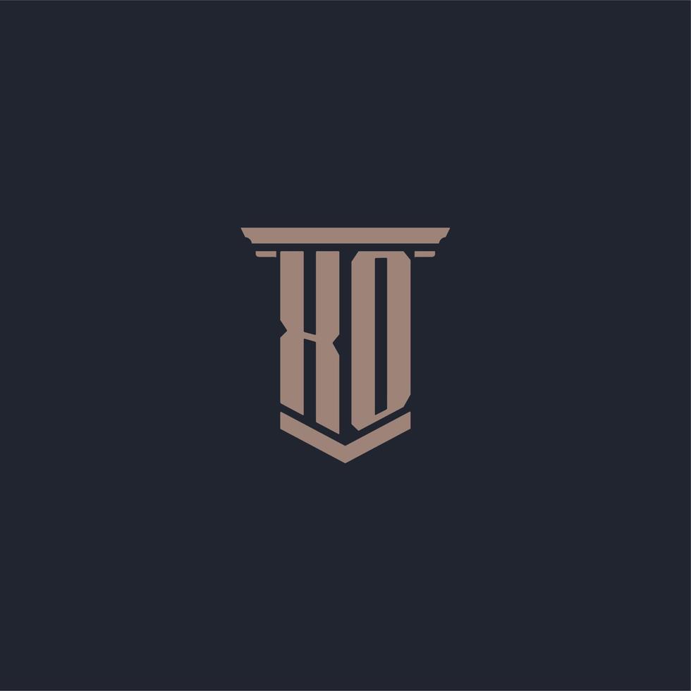 xo logotipo inicial do monograma com design de estilo pilar vetor