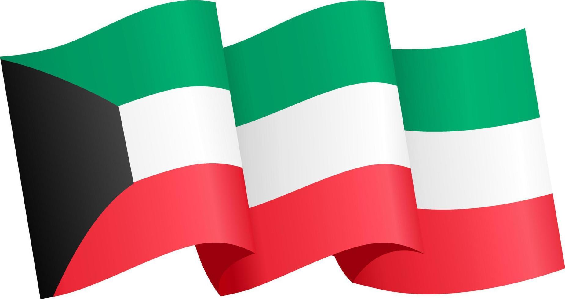 onda de bandeira do kuwait isolada em png ou fundo transparente, símbolo kuwait. ilustração vetorial vetor