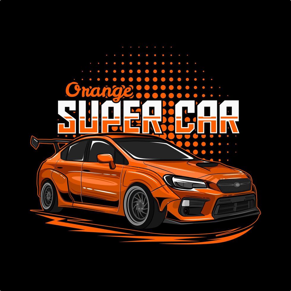 ilustração de super carro laranja perfeita para design de camiseta, pôster, adesivo, capuz ou outras mercadorias vetor