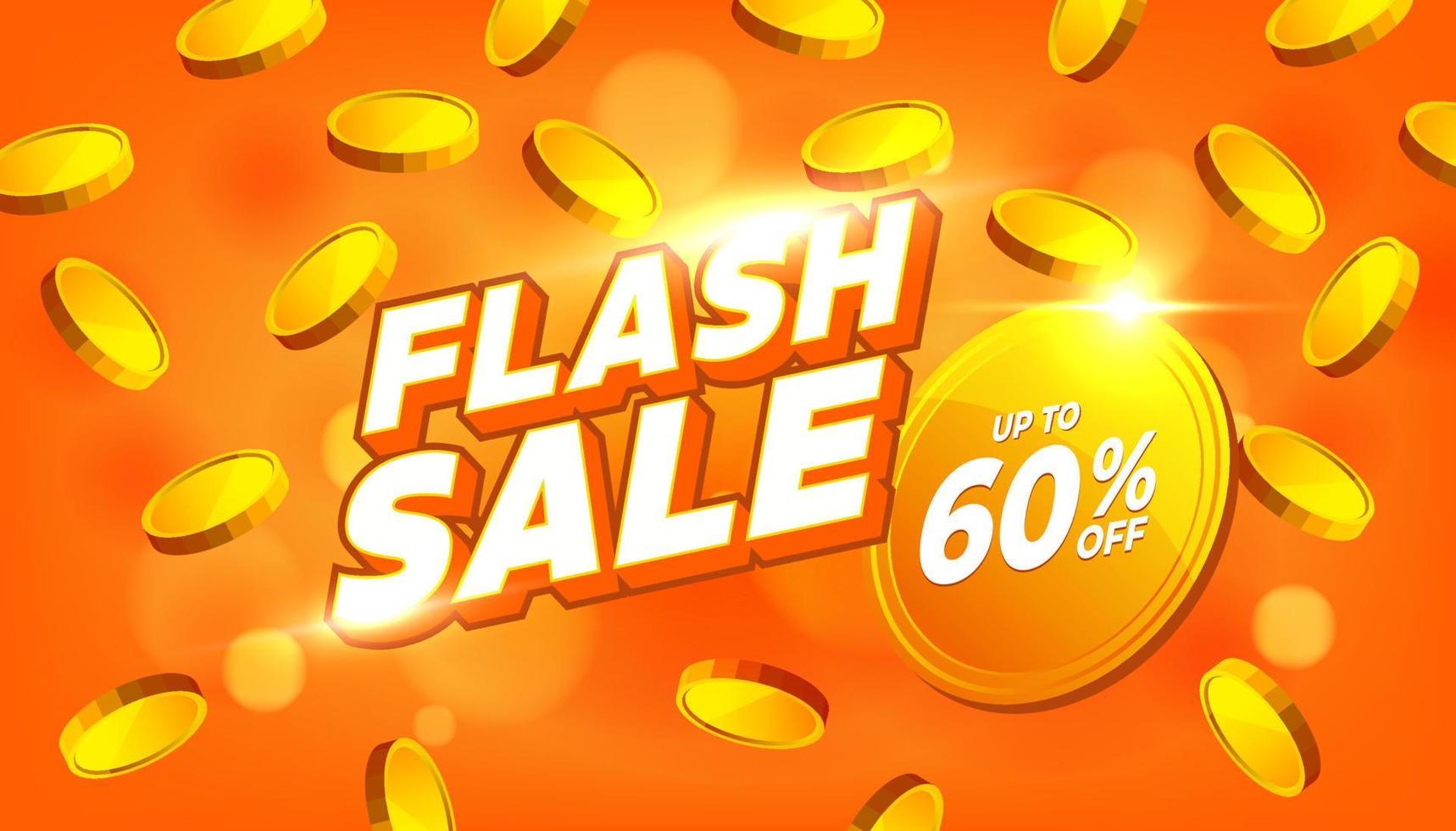 promoção de modelo de banner de desconto de venda flash. oferta especial de venda em flash com 60% de desconto. vetor