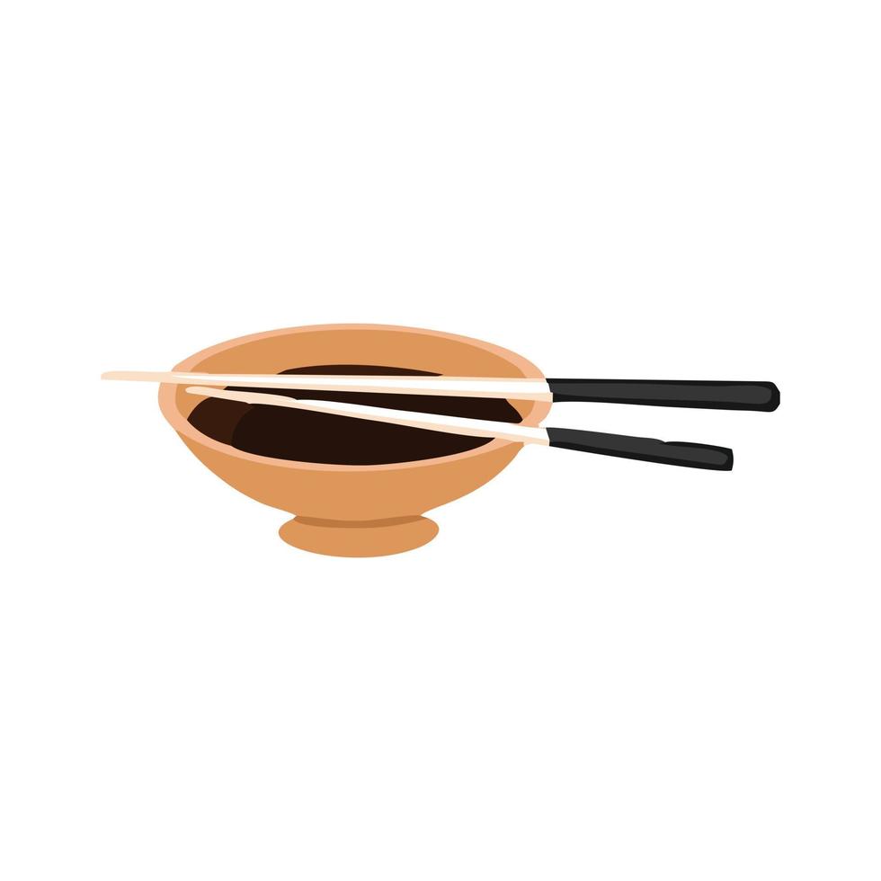 uma tigela de molho de soja japonês com pauzinhos. símbolo de marinada de carne para churrasco. elementos básicos recursos gráficos. pode ser editado com formato eps 10 vetor