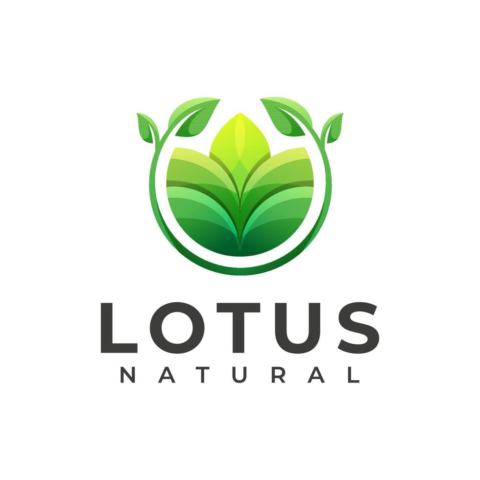 logotipo de lótus natural verde, ervas médicas, cosméticos, modelo de logotipo de spa vetor