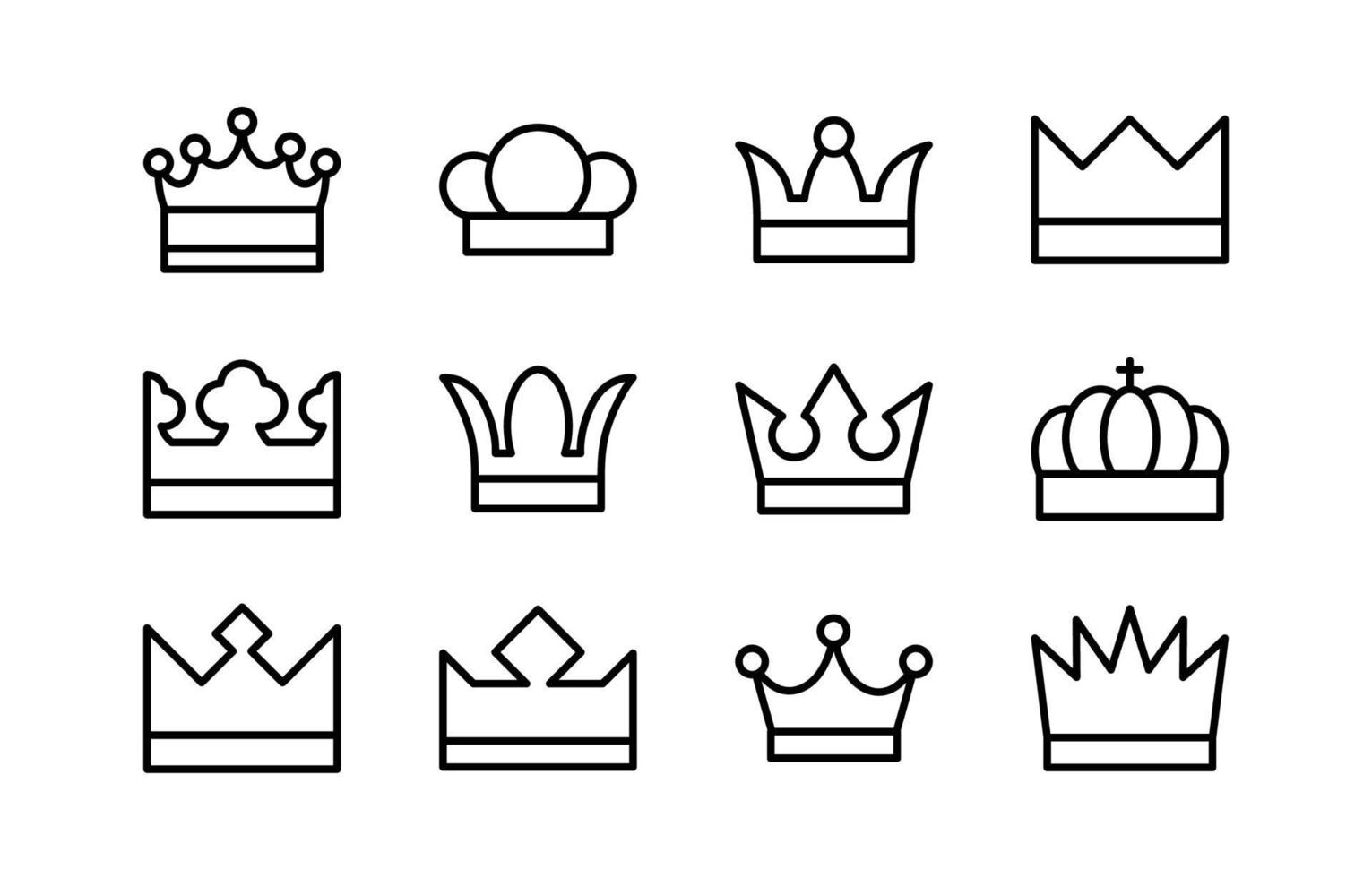 ícone de coroas de rei coleção de ícones lineares vetor