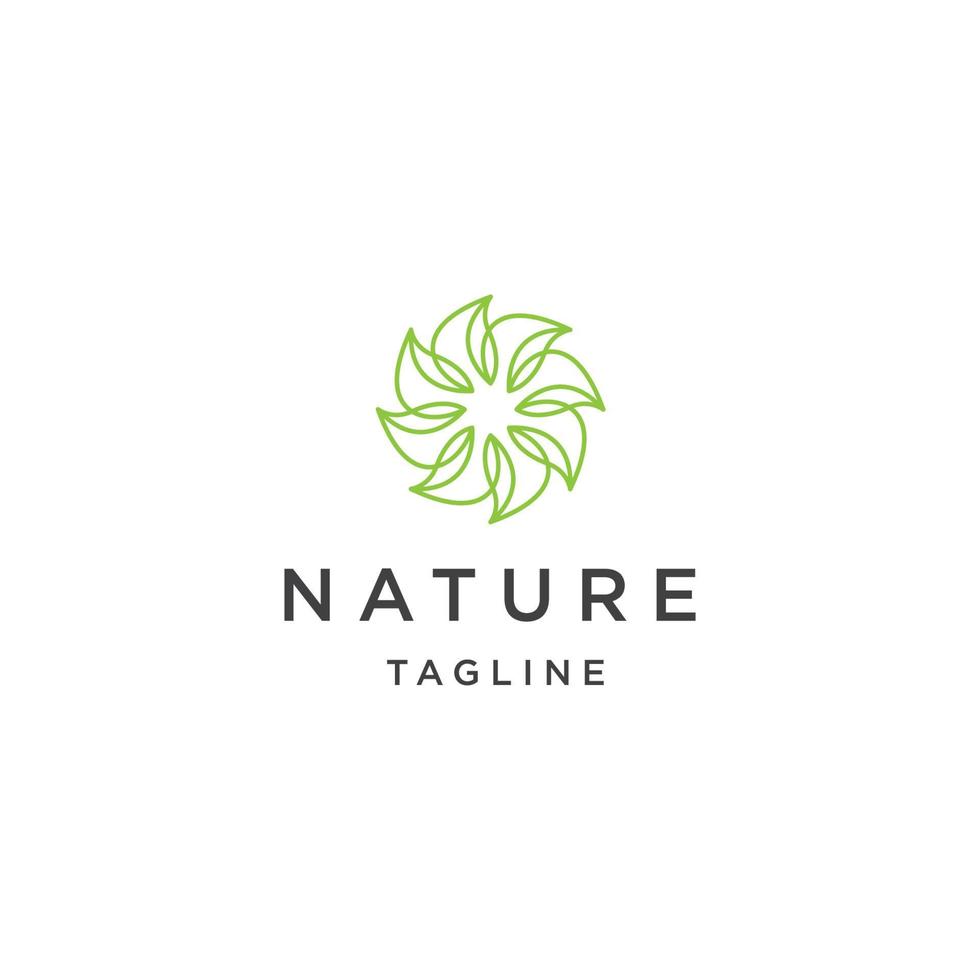 modelo de design de logotipo de linha de natureza verde vetor