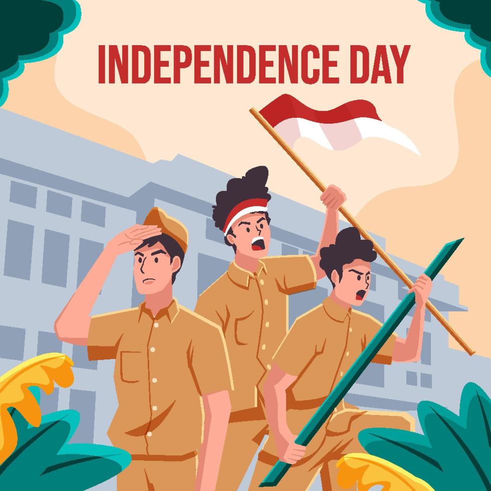 dia da independência da indonésia vetor