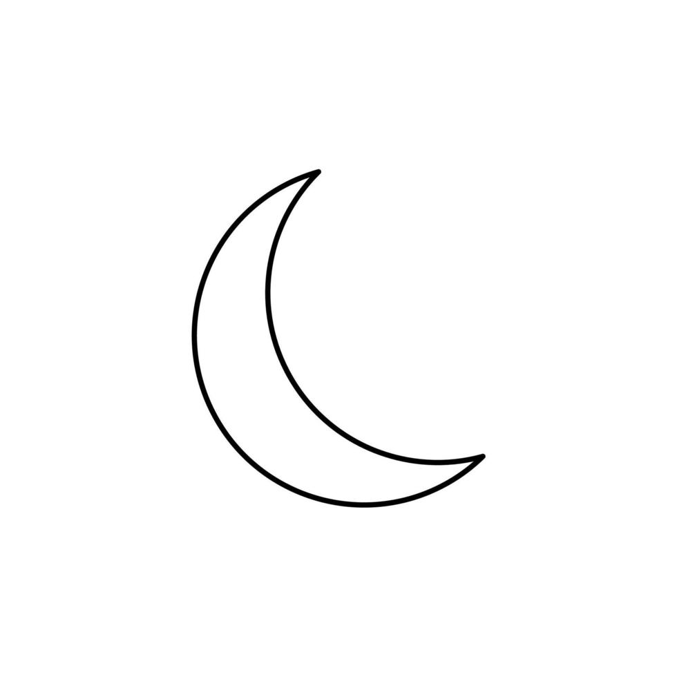 lua, noite, luar, modelo de logotipo de ilustração vetorial de ícone de linha fina meia-noite. adequado para muitos propósitos. vetor