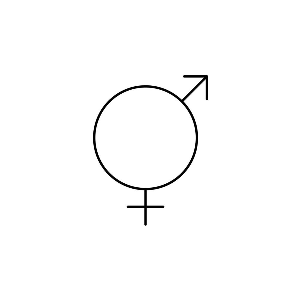 gênero, sinal, masculino, feminino, modelo de logotipo de ilustração vetorial de ícone de linha fina reta. adequado para muitos propósitos. vetor