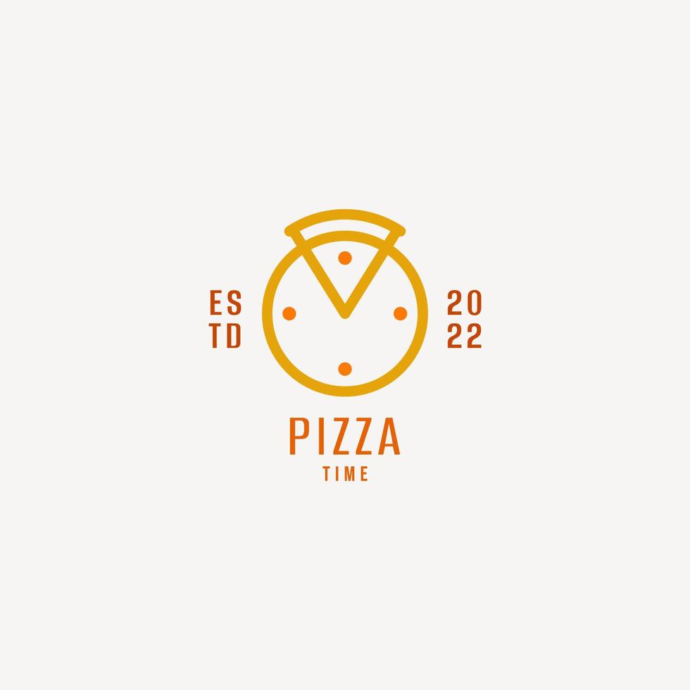 logotipo de pizza de arte de linha vetor