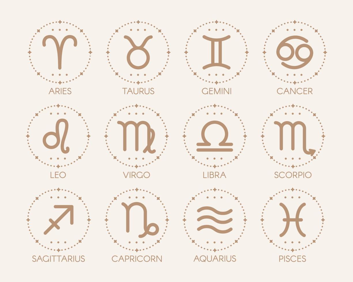 signos e símbolos do zodíaco. ilustrações vetoriais de astrologia vetor