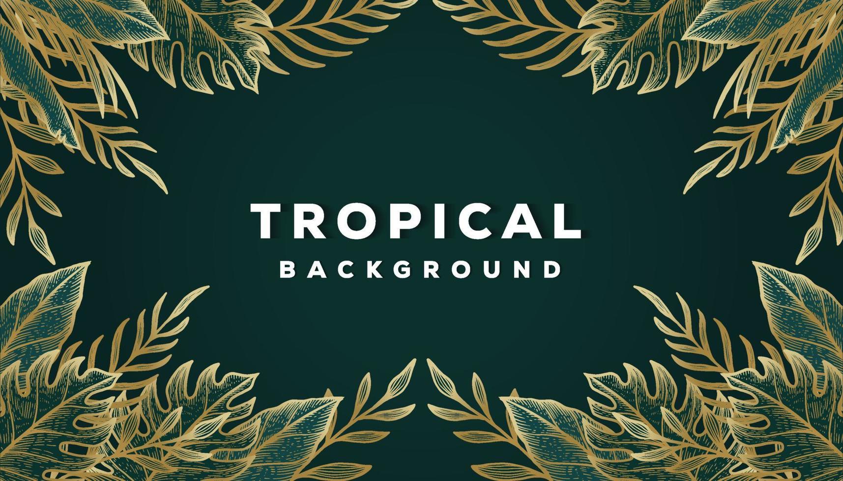 modelo de banner de fundo tropical com folhas de linha dourada de verão vetor