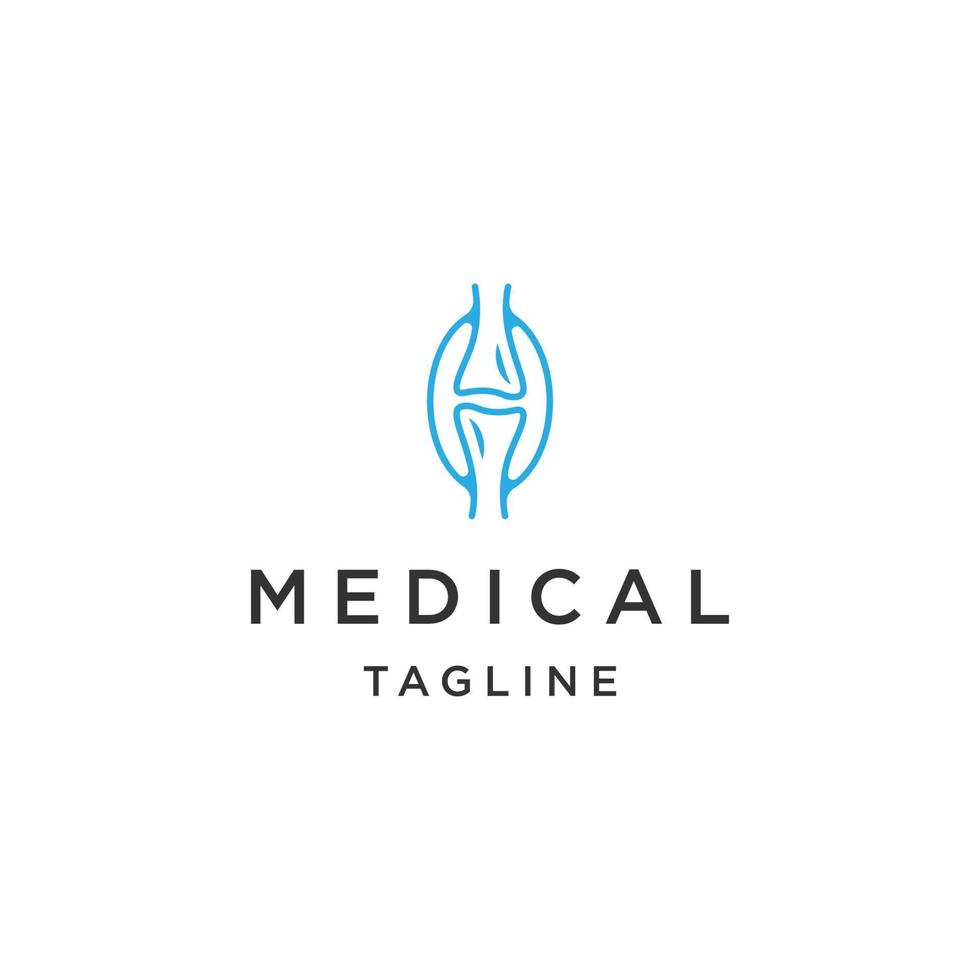 modelo de design de ícone de logotipo de linha de articulação de joelho médico vetor plano