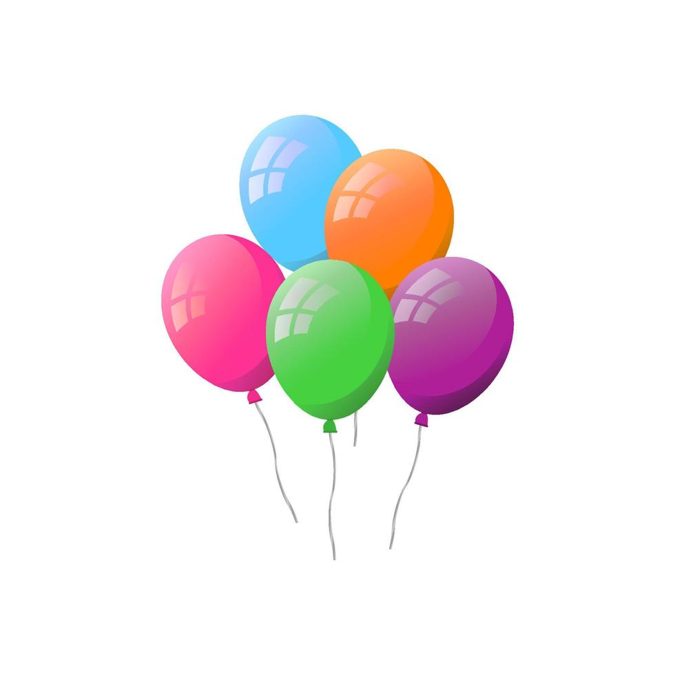bando de balões coloridos de hélio liso isolados no fundo branco. vetor