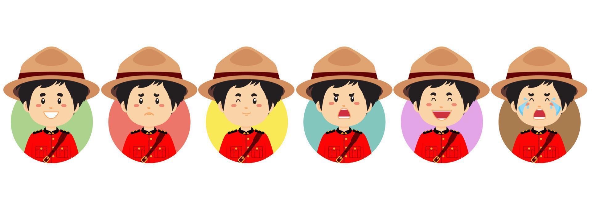avatar canadense com várias expressões vetor