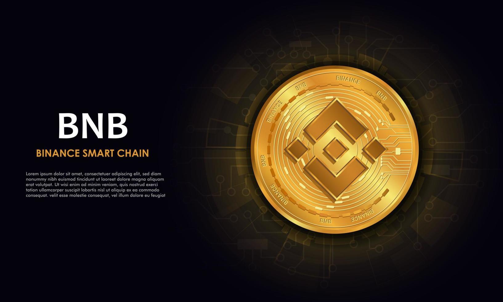 Binance samart chain bnb.technology fundo com conceito de moeda circuit.bnblogo.crypto. vetor