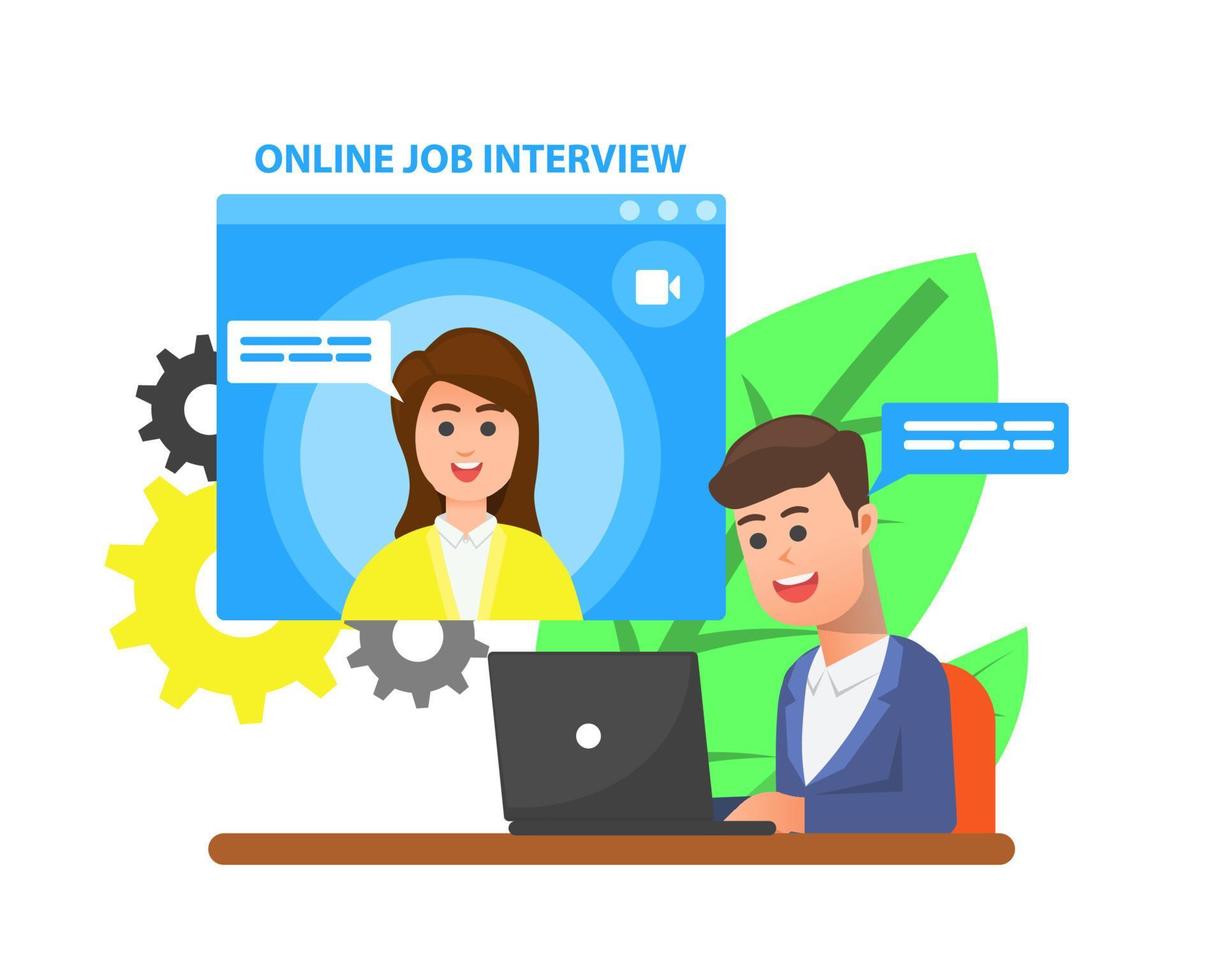 ilustração vetorial de entrevista de emprego online vetor