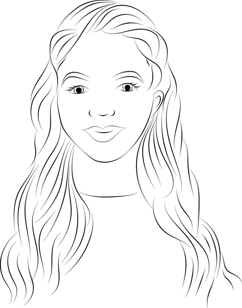 desenho simples de uma mulher com uma ilustração de cabelo comprido vetor