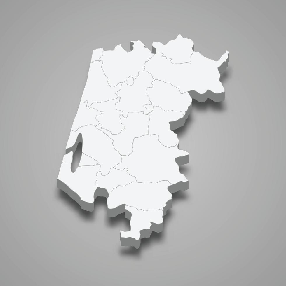 mapa isométrico 3d de aveiro é um distrito de portugal vetor