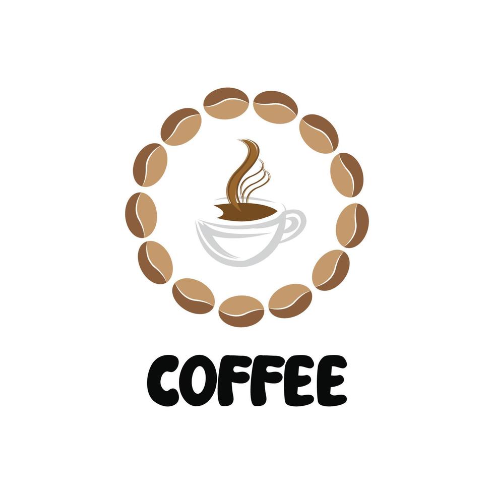 vetor de logotipo de planta de feijão de café para ilustração de design de bebida de café