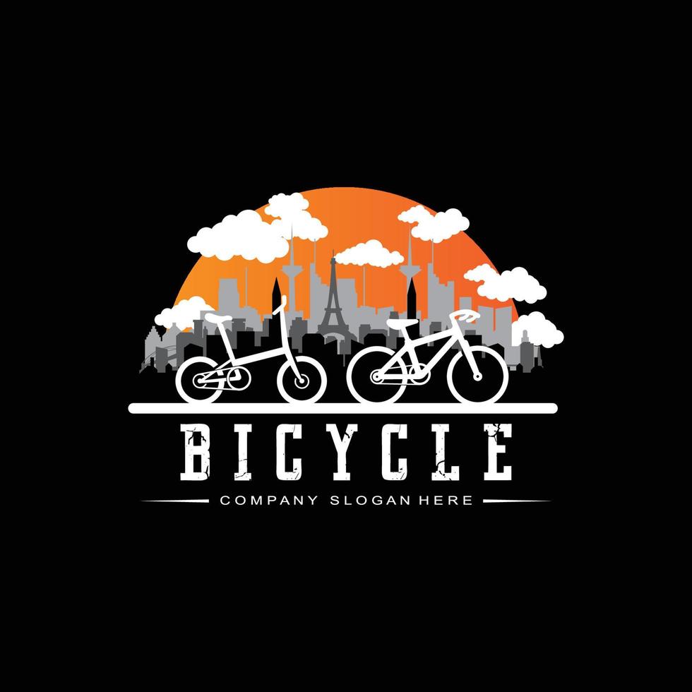 vetor de ícone de logotipo de bicicleta, veículo para esportes, corrida, casual, downhill, modelo retro