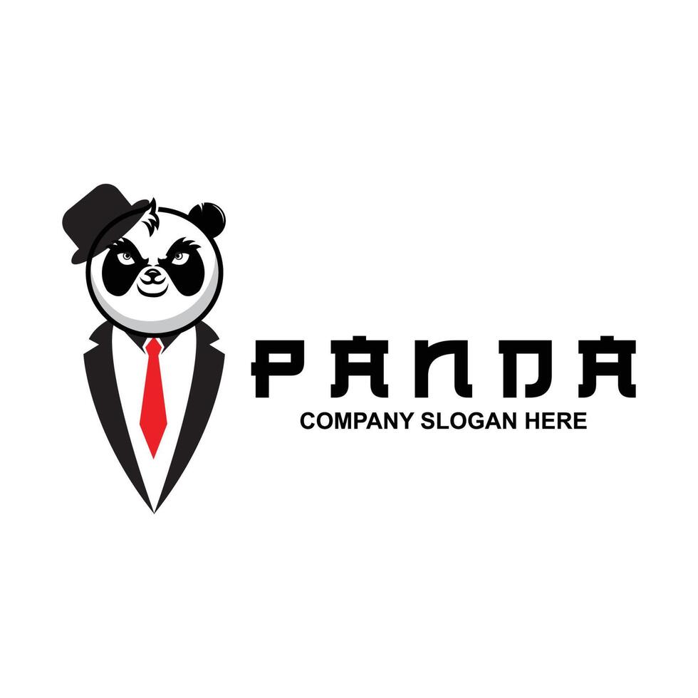 design de vetor de logotipo de panda fofo, ilustração de fundo animal