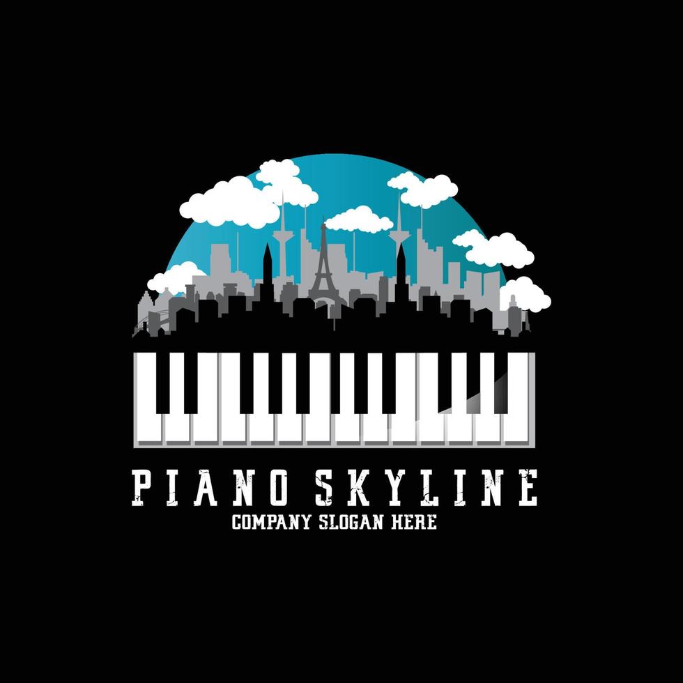 vetor de logotipo de instrumento musical de piano, design de plano de fundo, impressão de tela, adesivos e empresa