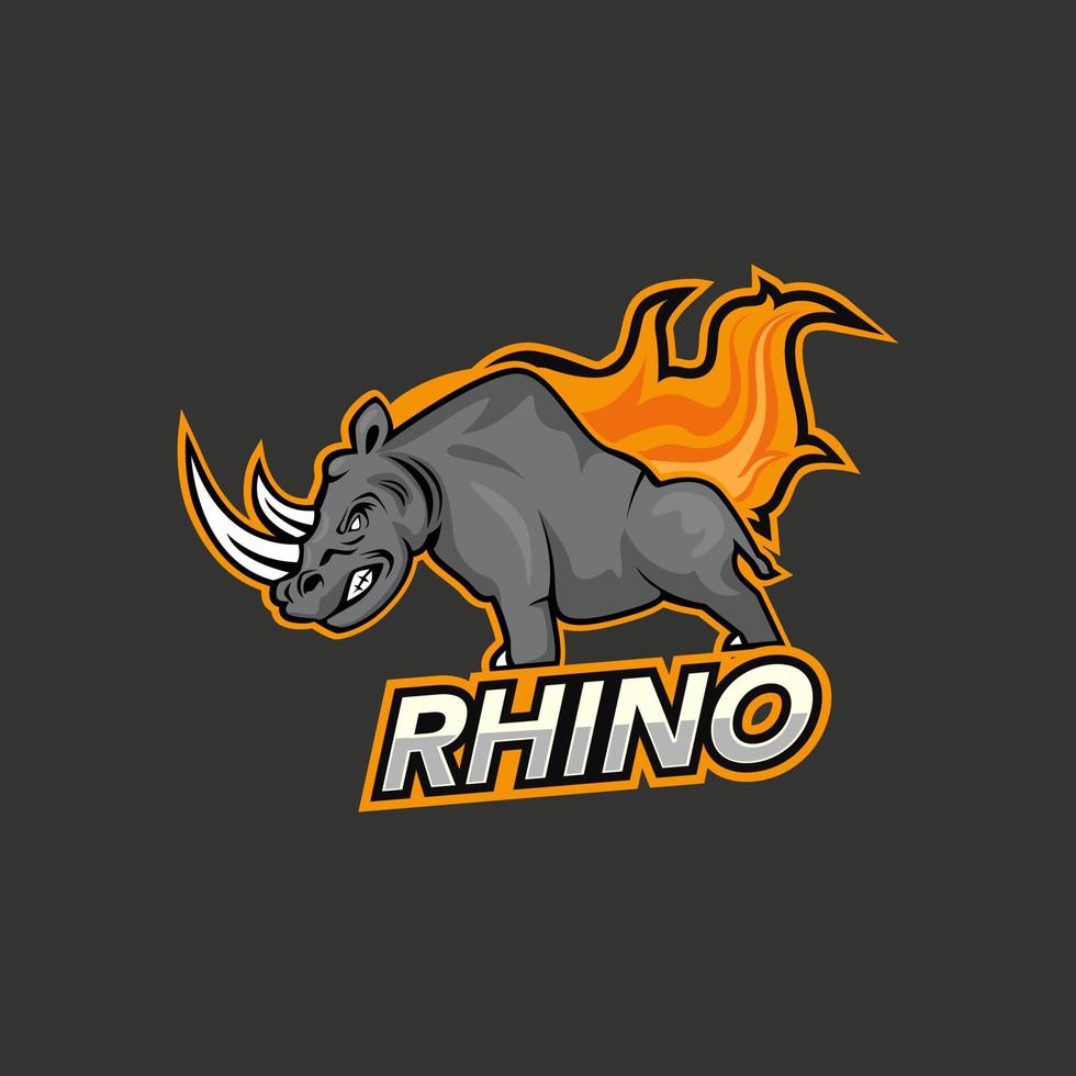 mascote rinoceronte. ilustração vetorial, modelo de logotipo do esporte. vetor