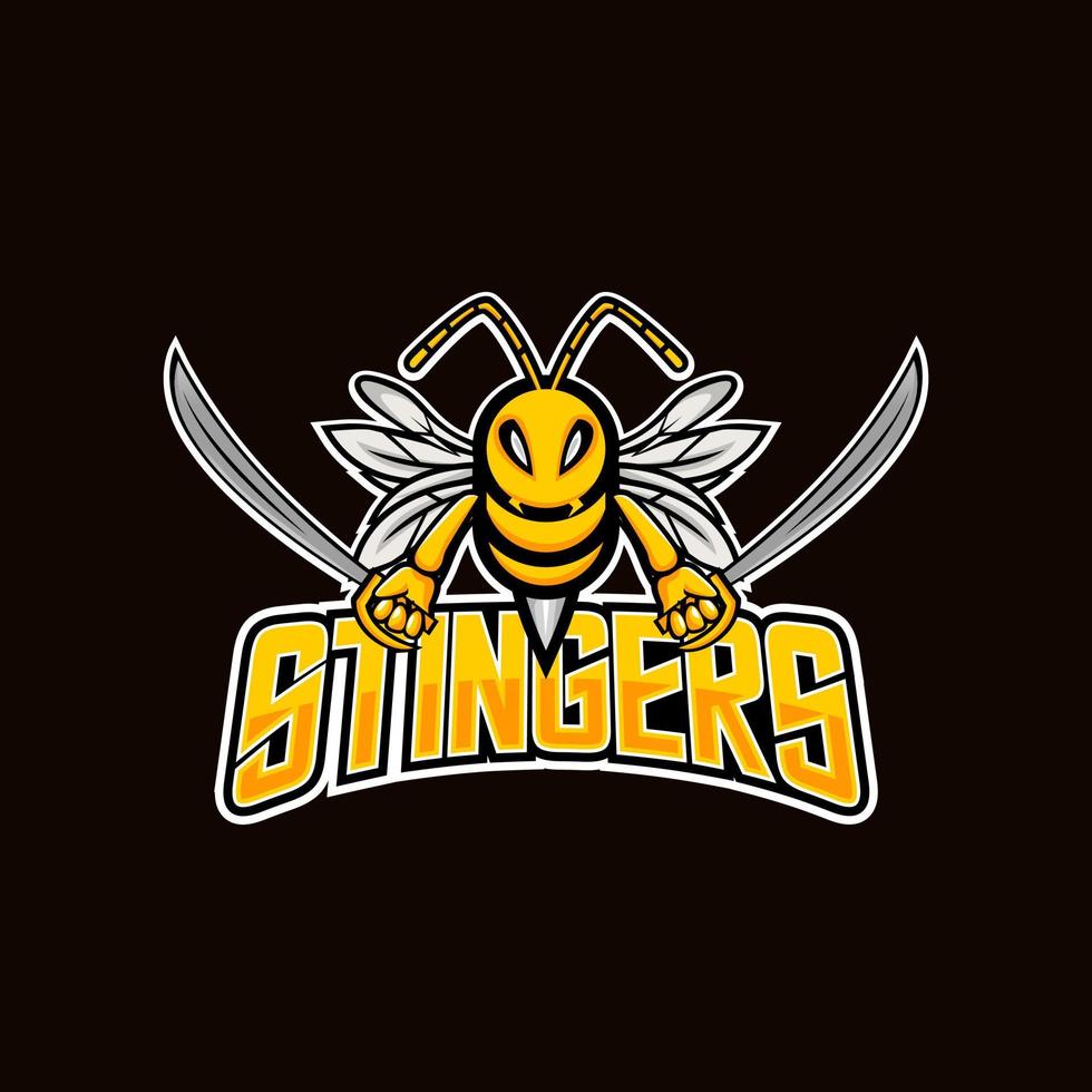 ilustração vetorial de design de logotipo de mascote de esport de abelha irritada vetor