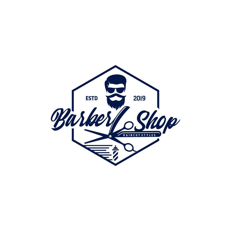 modelo de vetor de logotipo de barbearia vintage