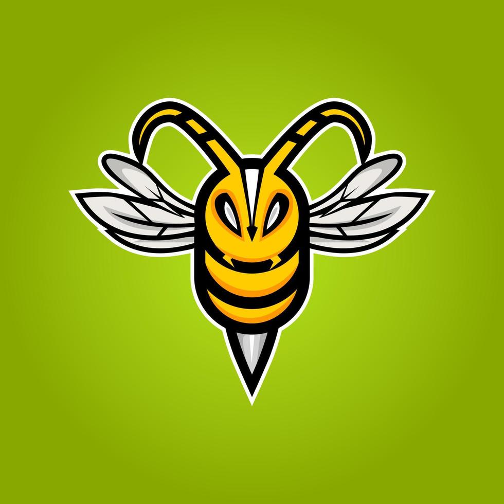 ilustração vetorial de design de logotipo de mascote de esport de abelha irritada vetor