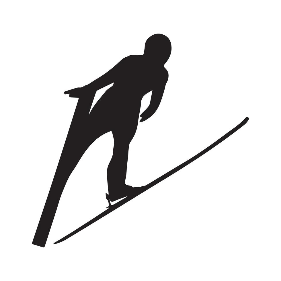 arte de silhueta de salto de esqui vetor
