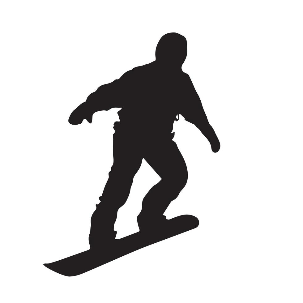 arte de silhueta de snowboard vetor