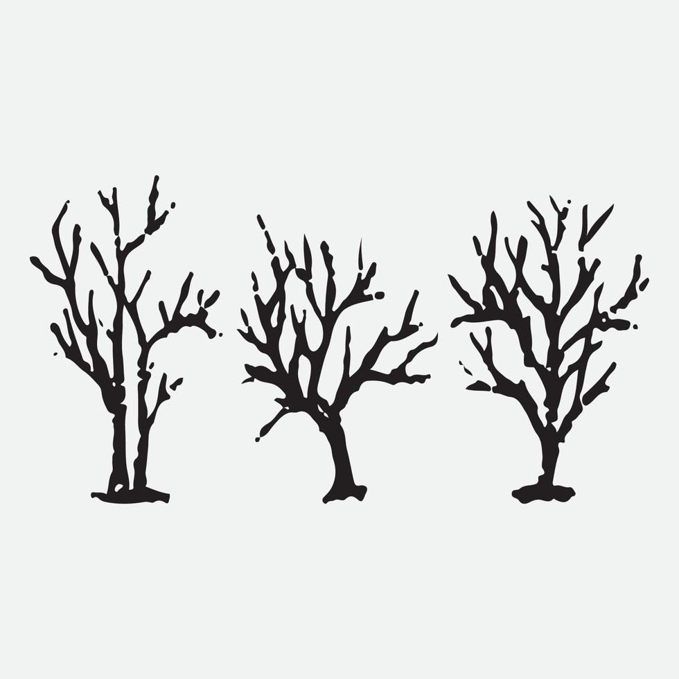 silhueta de árvores nuas vetor