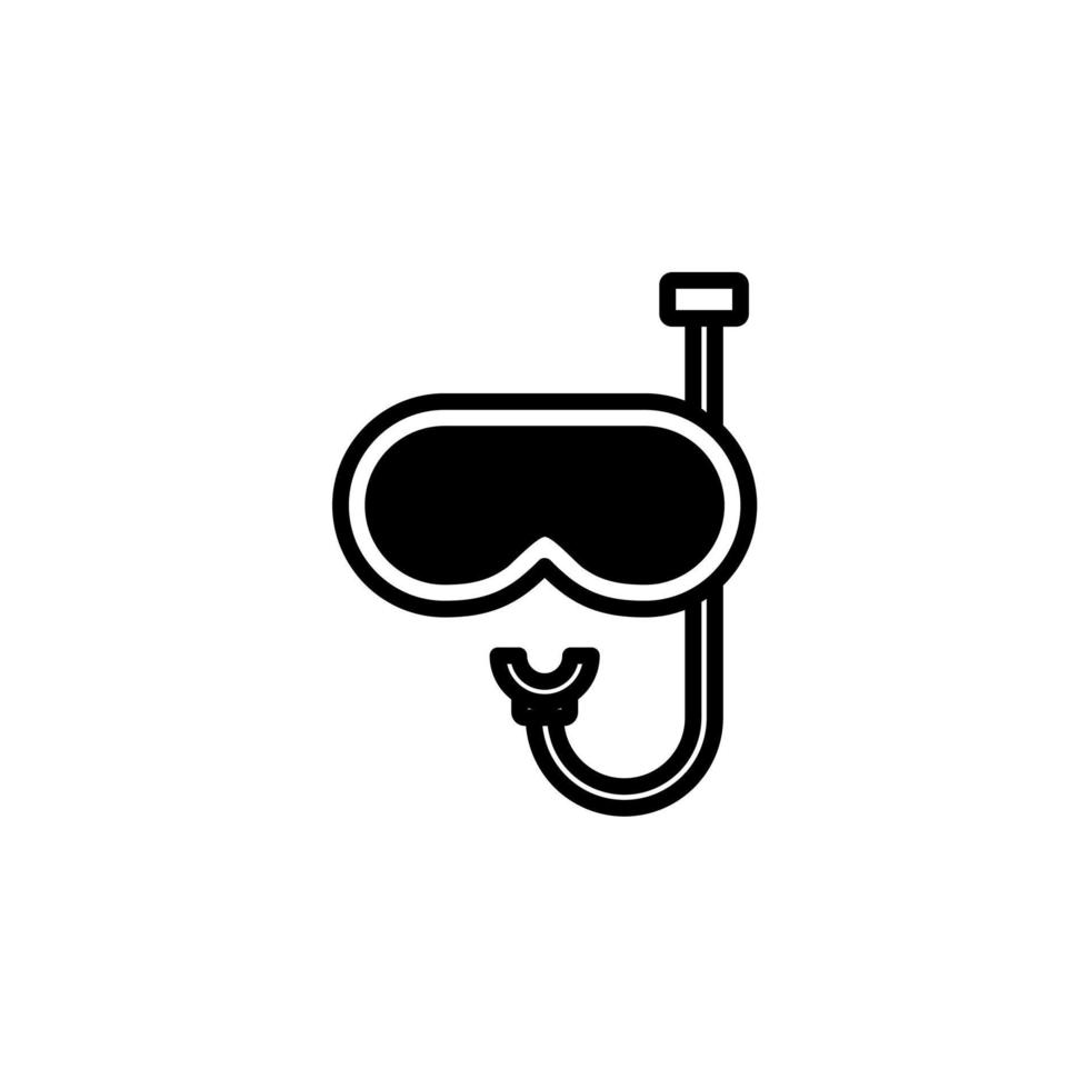 máscara de mergulho, snorkel, roupa de banho, modelo de logotipo de ilustração vetorial de ícone de linha sólida de mergulho com snorkel. adequado para muitos propósitos. vetor