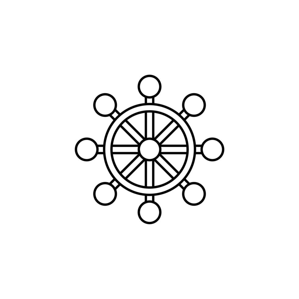 leme, náutico, navio, modelo de logotipo de ilustração vetorial de ícone de linha fina de barco. adequado para muitos propósitos. vetor