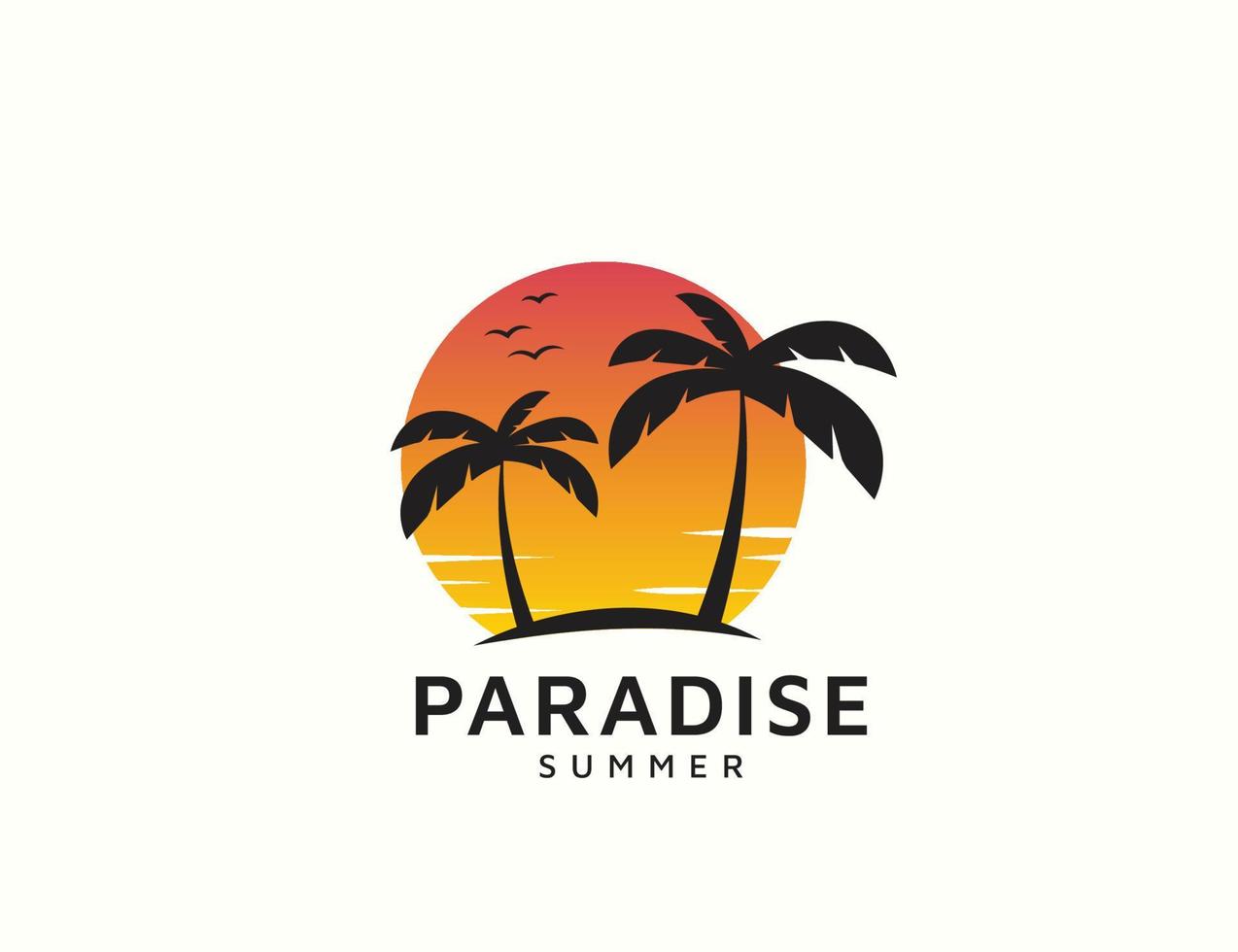 design de logotipo do pôr do sol da praia de verão vetor