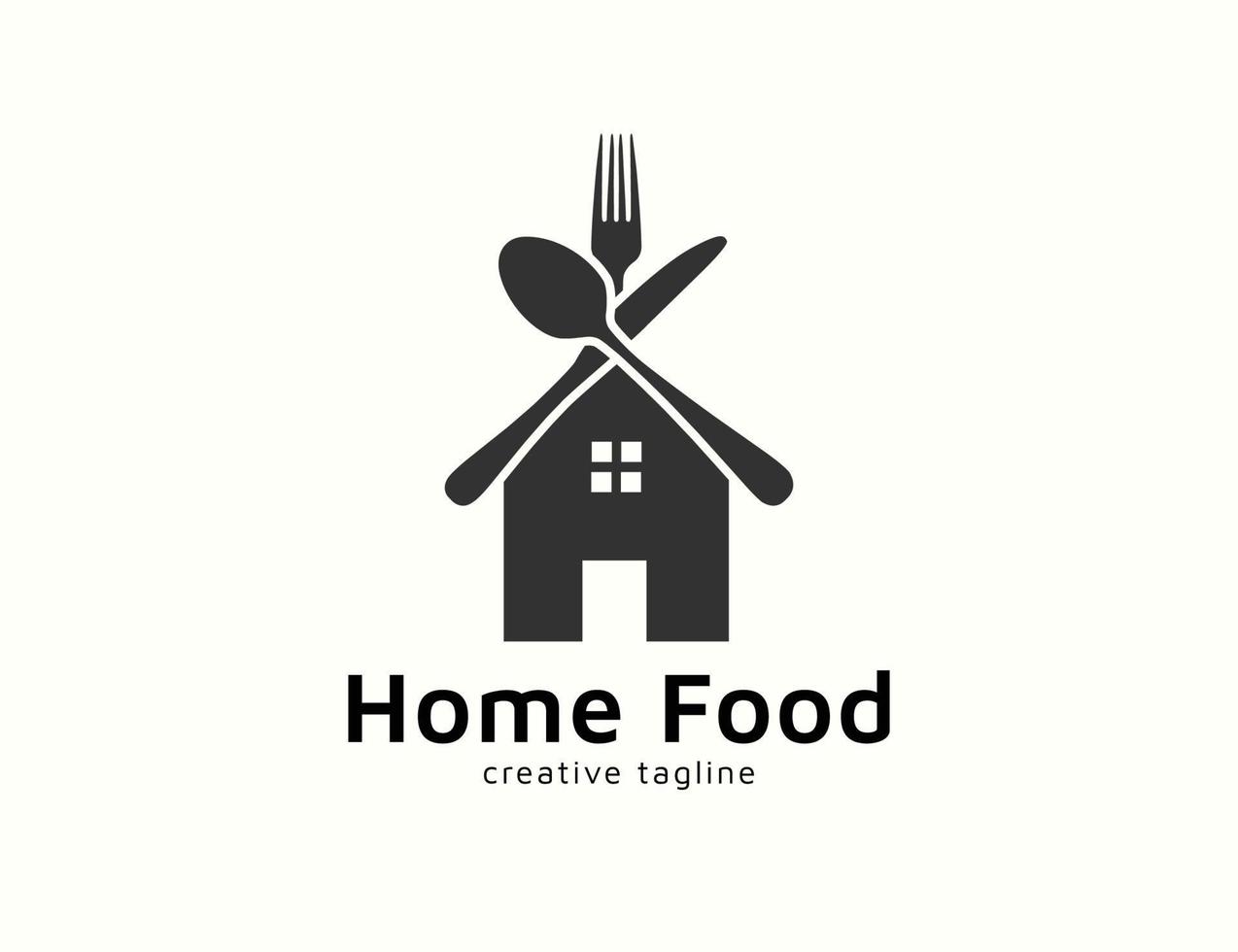 logotipo de comida em casa com garfo e colher vetor