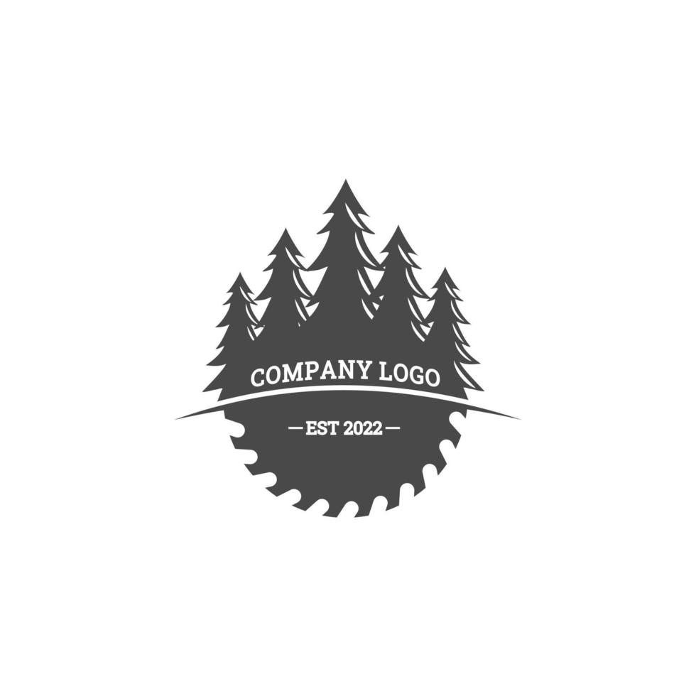 design de logotipo de marcenaria, pinheiro, moedor, lâmina para ou carpintaria vetor