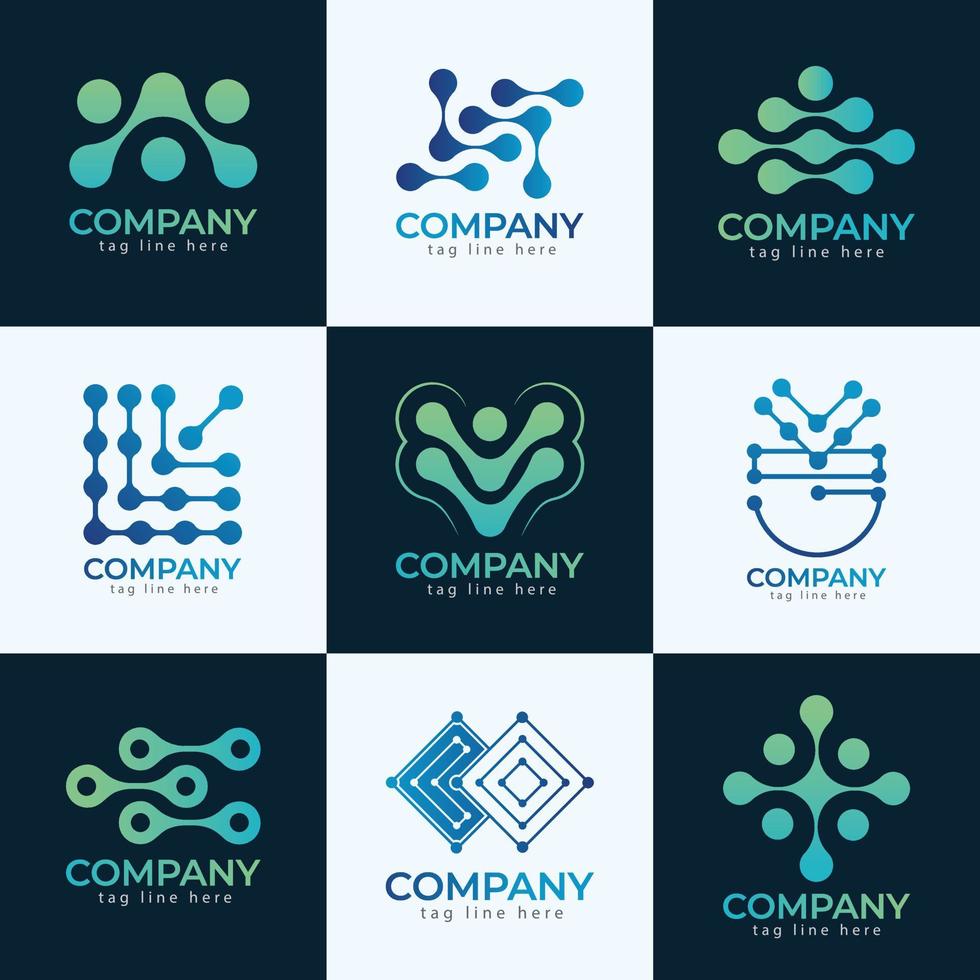 coleção de logotipo de tecnologia exclusiva, alta qualidade e vetor livre e design de logotipo colorido gradiente.