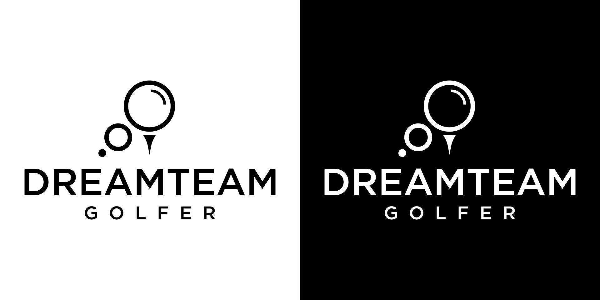design de logotipo de golfe com fundo preto e branco. vetor