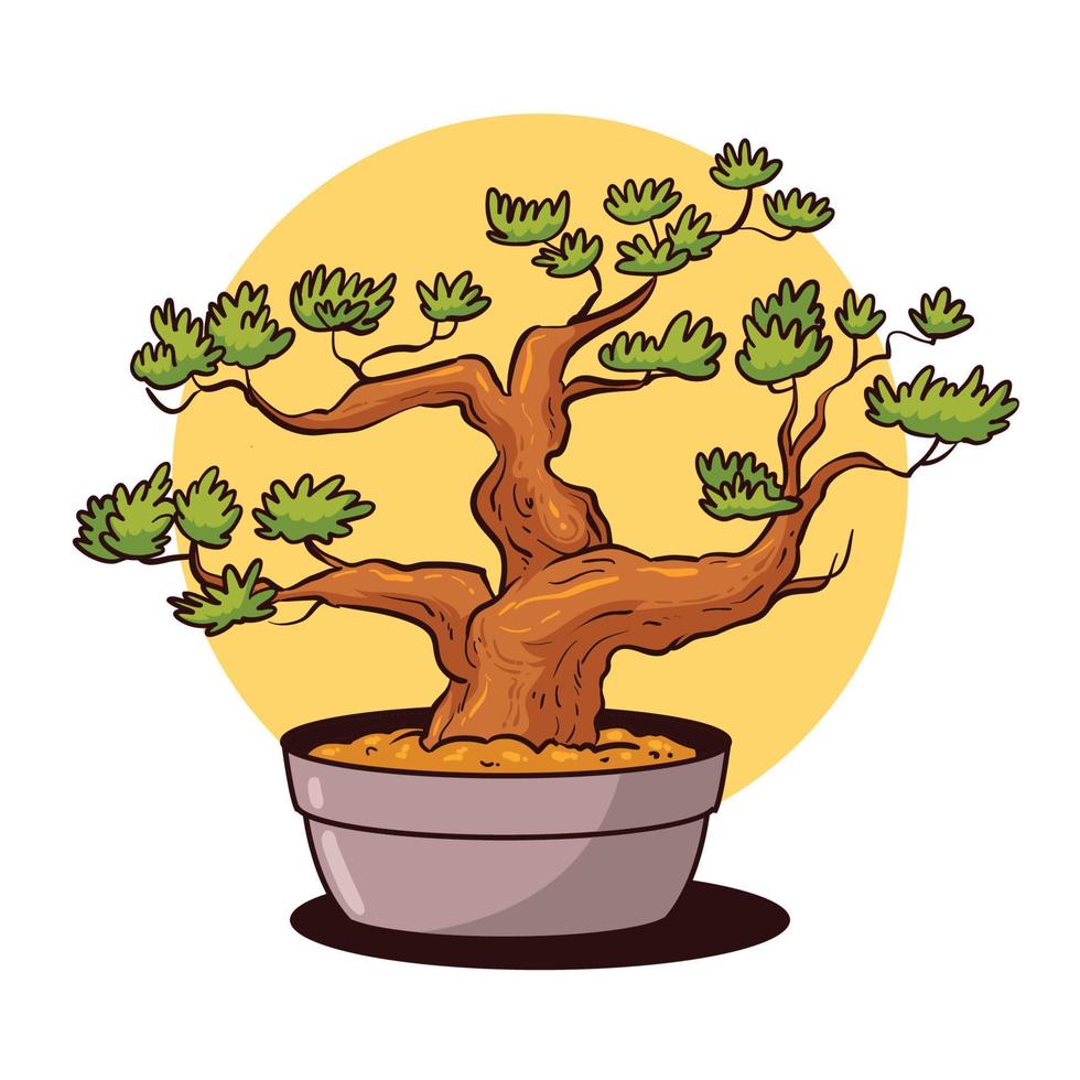planta bonsai desenhada à mão 1 vetor