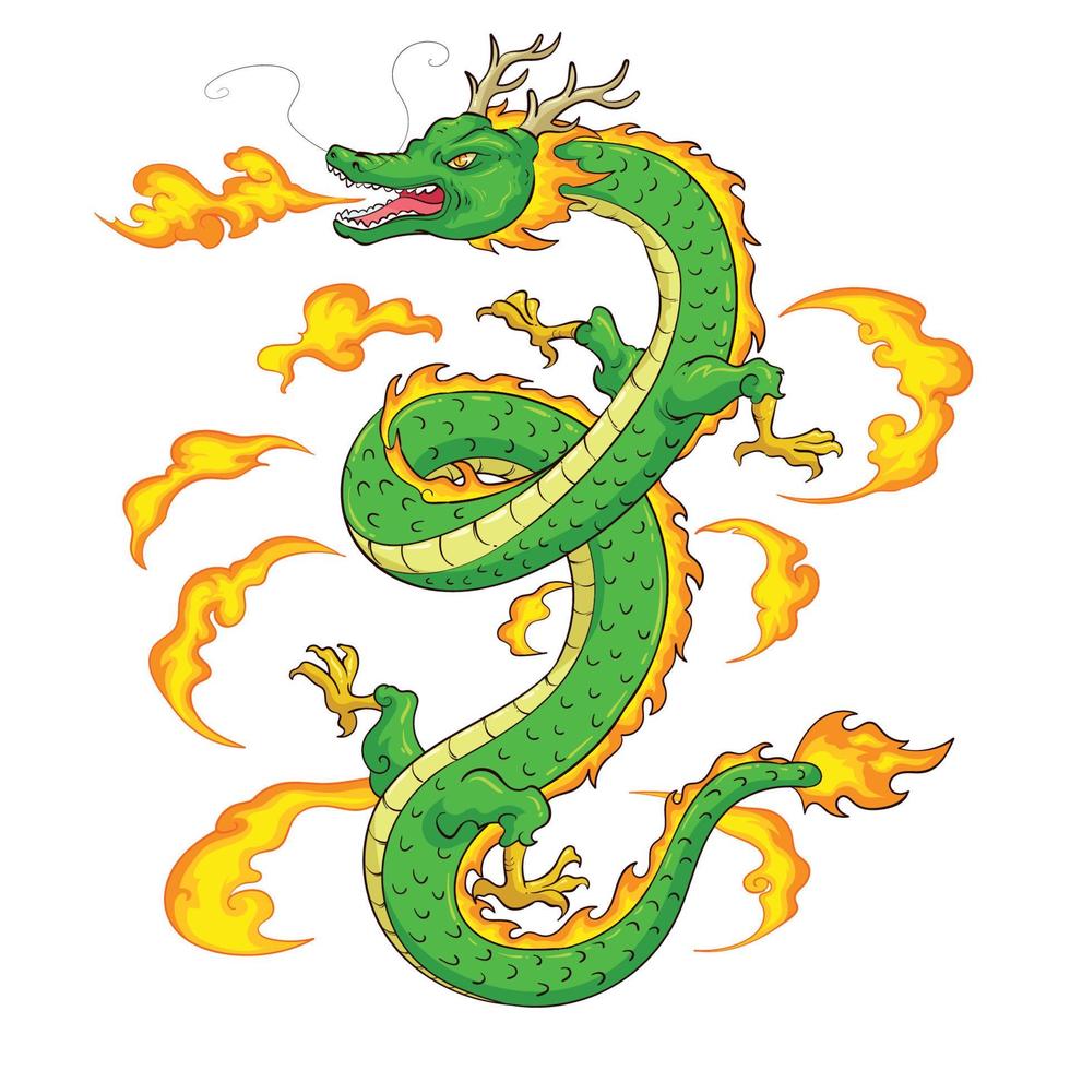 dragão oriental desenhado à mão 1 vetor