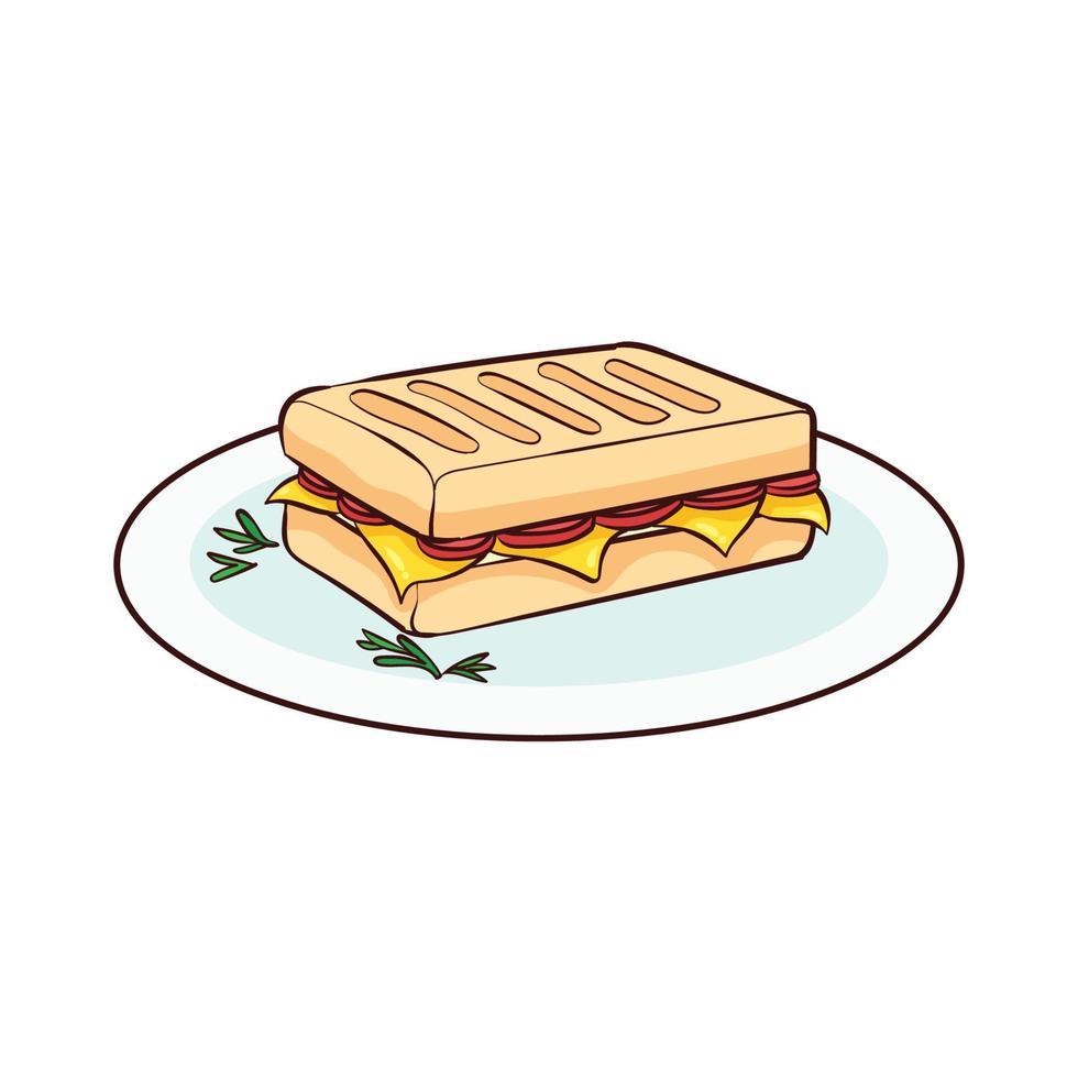 comida de panini desenhada à mão 1 vetor