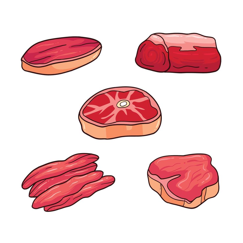 ilustração de carne desenhada de mão 1 vetor