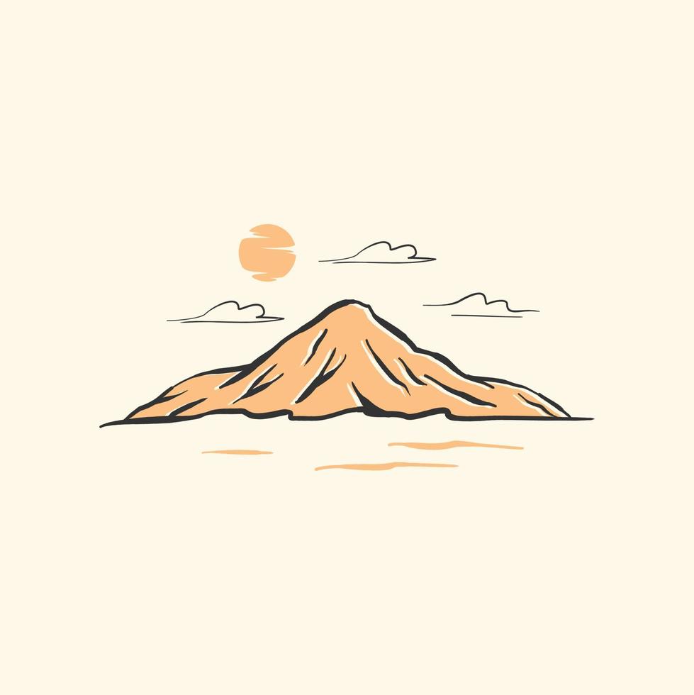 ilustração em vetor design de logotipo de paisagem de mar de montanha