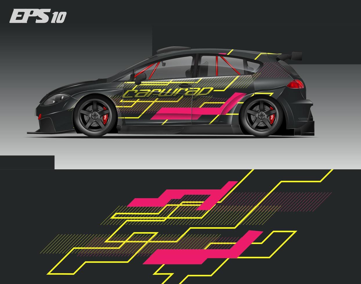 design abstrato de envoltório de carro design moderno de fundo de corrida para envoltório de veículo, carro de corrida, rally, etc vetor