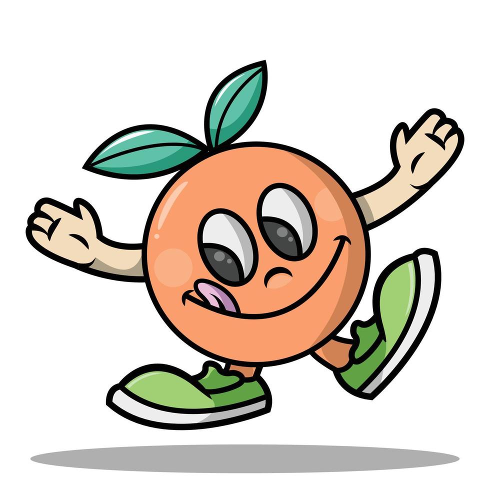 bonito desenho de laranja se divertindo vetor