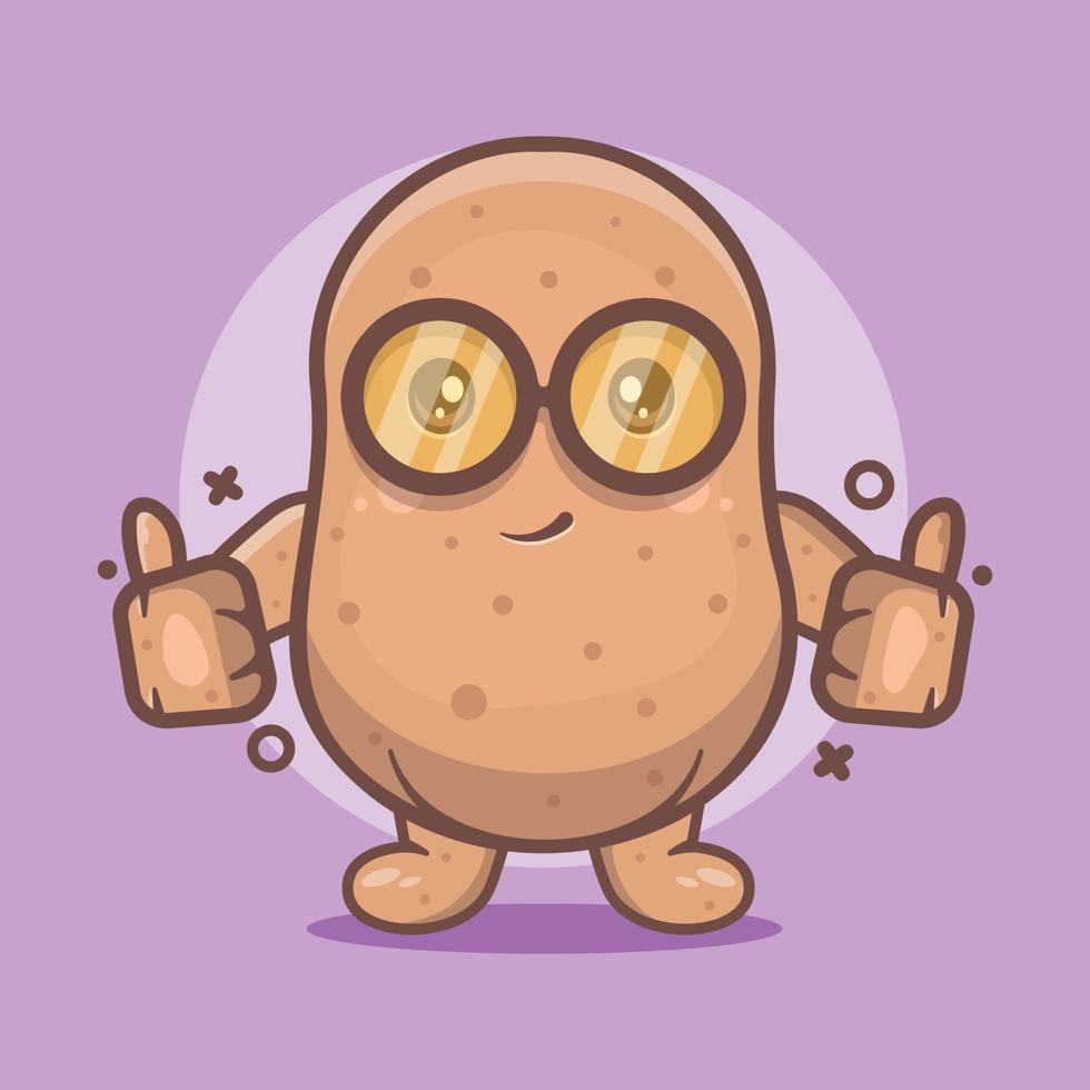 mascote de personagem vegetal de batata kawaii com polegar para cima gesto isolado cartoon em design de estilo simples vetor